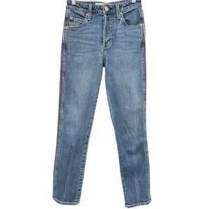 AMO Women’s 25 Babe With Piping High Rise Straight Leg Jeans Button Fly